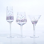 clear glass set with decal